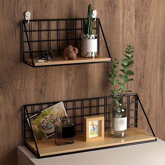 1pc Vintage Metal Wall Mounted Shelf, Modern Minimalist Storage Rack, Space-Saving & Versatile