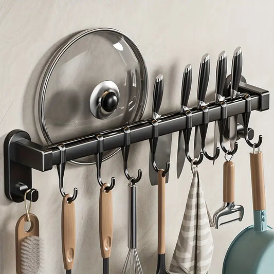 Versatile Kitchen Organizer Rack - Perfect for Chopsticks, Knives, Seasonings & More | Easy Install with Adhesive or Screws