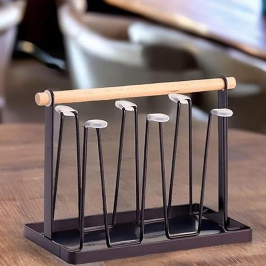 premium glass stand with wooden handle