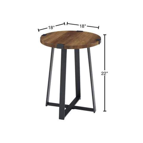 Decore To Adore 18″ Rustic Metal Legs Wood Top Round Table