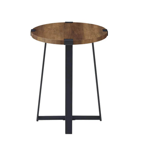 Decore To Adore 18″ Rustic Metal Legs Wood Top Round Table