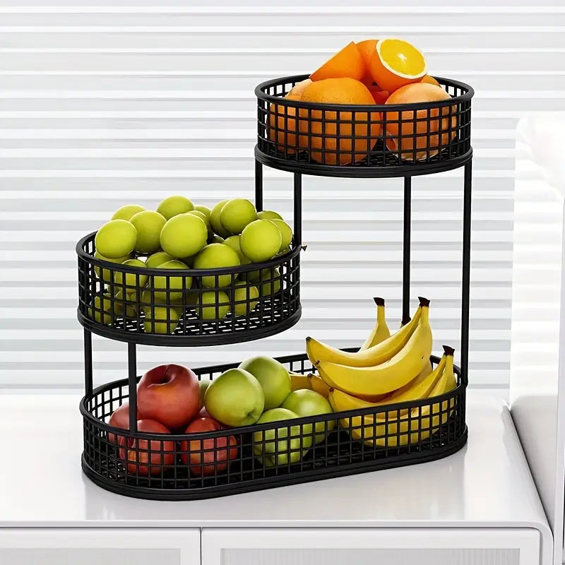 Elegant Multi-Tier Metal Fruit Basket - Luxury Design for Living Room & Coffee Table | Versatile Snack and Fruit Holder, 1pc