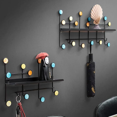 Nordic Style Wall Shelf With Hooks Rectangle