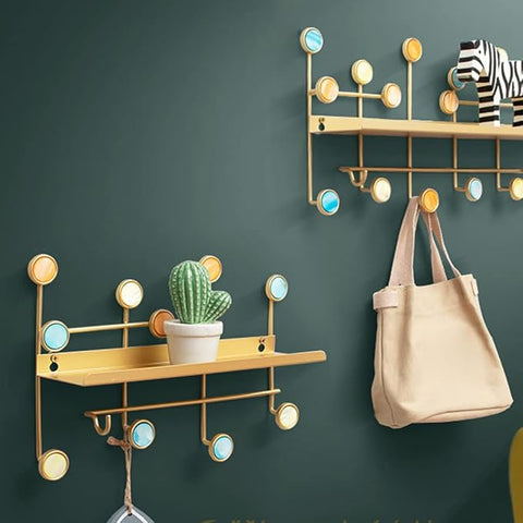 Nordic Style Wall Shelf With Hooks Rectangle