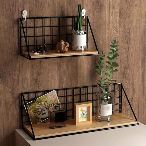 1pc Vintage Metal Wall Mounted Shelf, Modern Minimalist Storage Rack, Space-Saving & Versatile