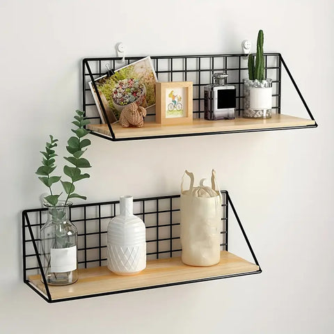 1pc Vintage Metal Wall Mounted Shelf, Modern Minimalist Storage Rack, Space-Saving & Versatile