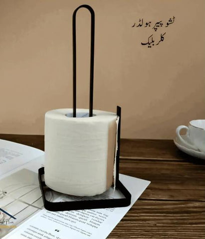 Black Kitchen Tissue Roll Holder Stand for Paper Towels