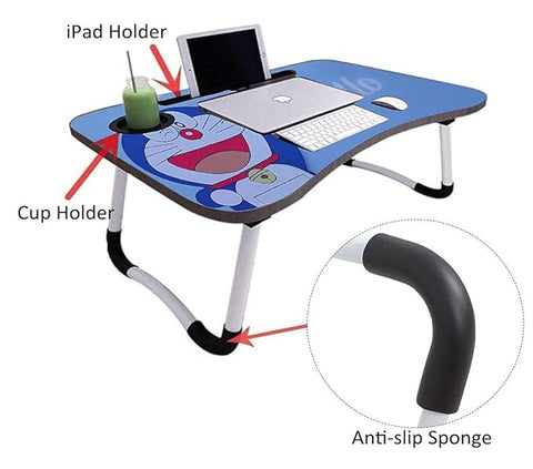 Doraemon Printed Portable Wood Folding Laptop Table for Kids