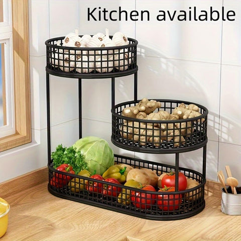 Elegant Multi-Tier Metal Fruit Basket - Luxury Design for Living Room & Coffee Table | Versatile Snack and Fruit Holder, 1pc