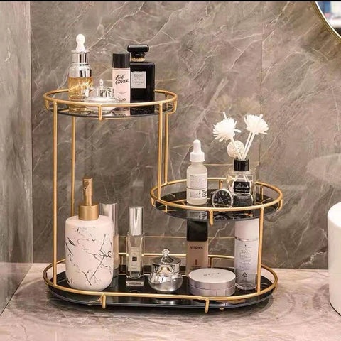 3-Tier Makeup Organizer Shelf with Removable Tray for Bathroom