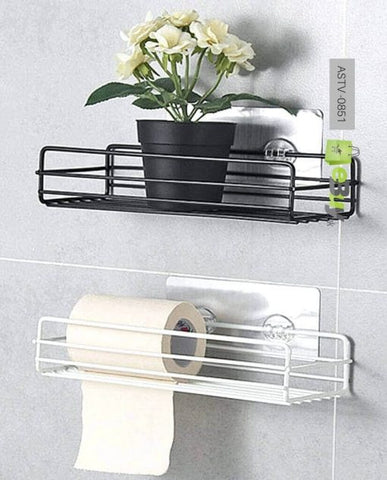 Black Shower Basket Shelf | Hanging Bathroom & Kitchen Organizer with Hooks