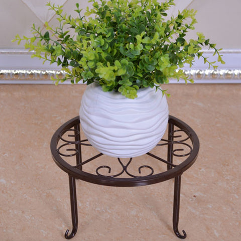 1pc Sturdy & Durable Black Metal Plant Stand with Intricate Floral Patterns -