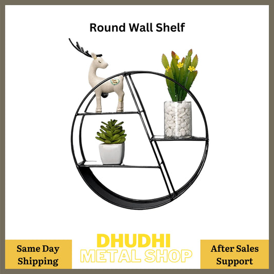 DHUDHI Nordic Style Iron Wall Shelf, Round Hexagonal Storage