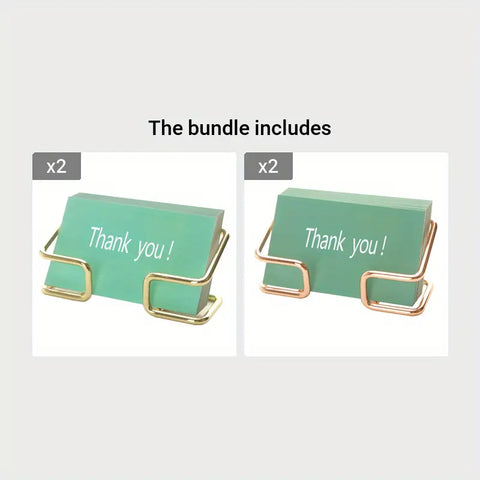 Pack Of 2 Office Desk Card Holder, Cute Golden Card Storage Box