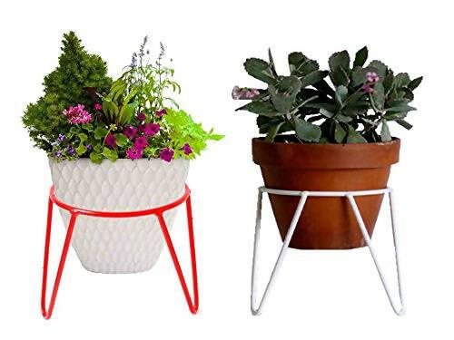 Pot with Stylish Metal Stand for Home/Garden Decor