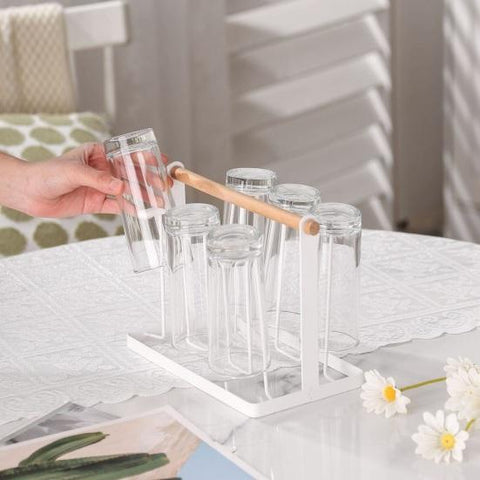 premium glass stand with wooden handle