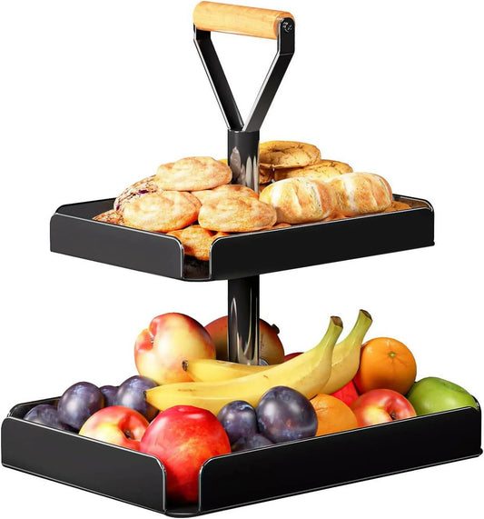 2-Tier Fruit Basket with Handles – Countertop Storage